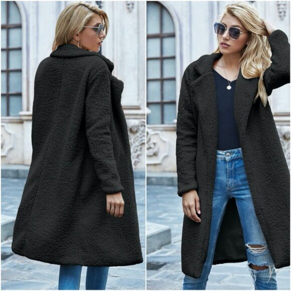 Cozy Cream vegan fur long teddy jacket coat - Picture 9 of 10